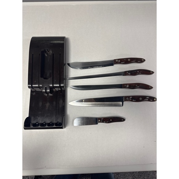 Cutco Knife Set with Holder 5 Piece Set - #68, #1022-#1025 - Brown Swirl Handle - Picture 1 of 6